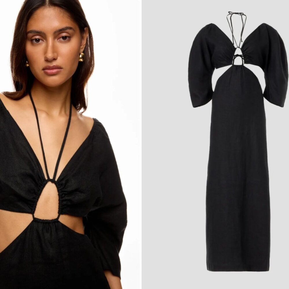 MARA HOFFMAN Celia Black Cut Out Dress Size 4